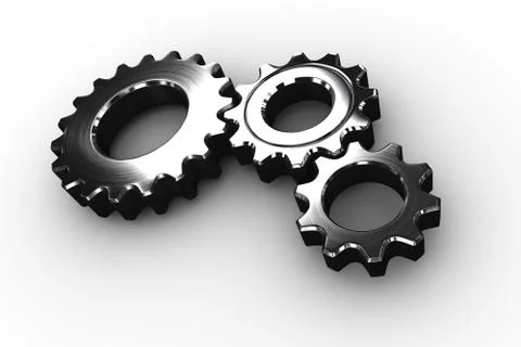 Metal cogs and wheels connecting Stock Illustration
