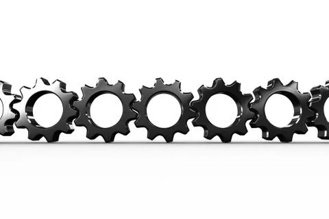 Metal cogs and wheels connecting Stock Illustration