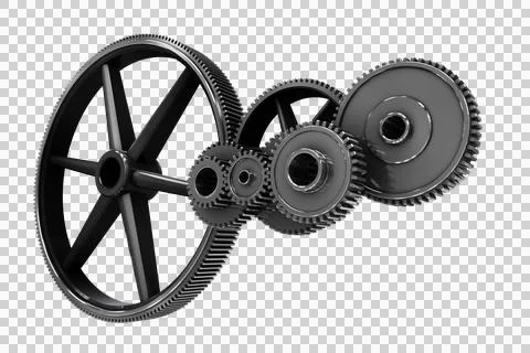 Metal cogs and wheels connecting Stock Illustration