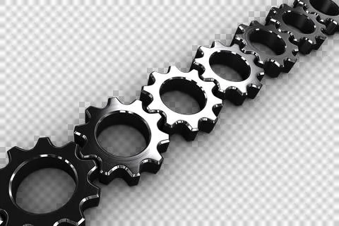 Metal cogs and wheels connecting Stock Illustration