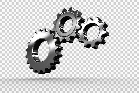 Metal cogs and wheels connecting Stock Illustration