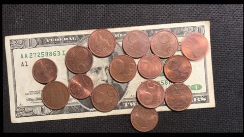 Metal coins Video stock 142887675