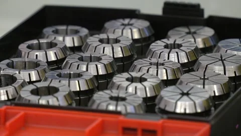 Metal collets set for milling machine and tools Stock-Footage 247275668