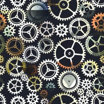Metal color clockwork seamless pattern Stock Illustration