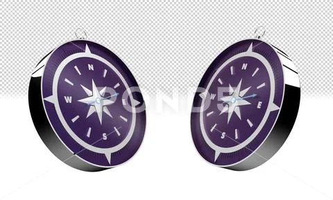 PSD Template: Metal compass on transparent background #241142857