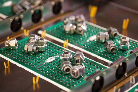 Metal components and microcircuits Foto stock