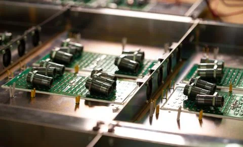 Metal components and microcircuits Stock Photos