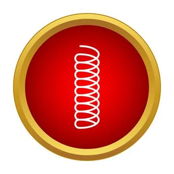 Metal compression spring icon in red circle Stock Illustration