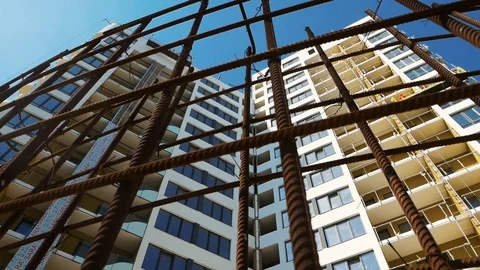 Metal construction on the construction site Stock Footage 107328251