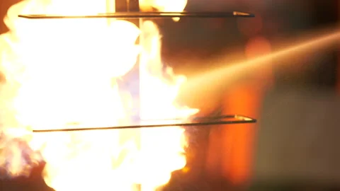 Metal construction in fire Stockbeeldmateriaal 166498092