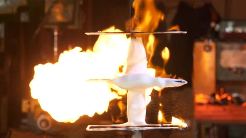 Metal construction in fire Stockbeeldmateriaal 166503171