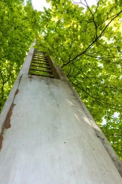 Metal construction in front of a tree Stock Photos