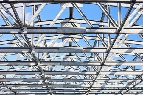 Metal construction texture pattern. Urban geometrical interlacing of bolted c Foto stock