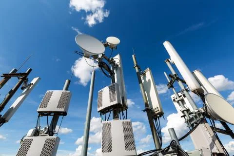 Metal constructions for telecommunication data equipment , radio panel antennas Stock Photos