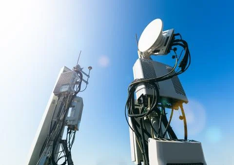 Metal constructions for telecommunication data equipment , radio panel antennas Stock Photos