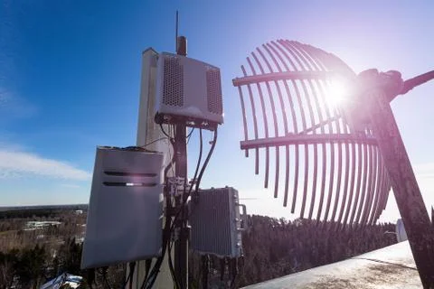 Metal constructions for telecommunication data equipment , radio panel antennas Stock Photos