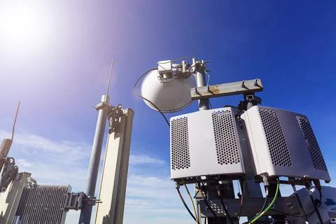 Metal constructions for telecommunication data equipment , radio panel antennas Stock Photos