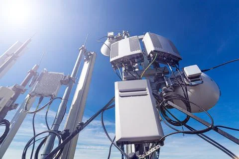 Metal constructions for telecommunication data equipment , radio panel antennas Stock Photos