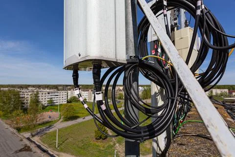 Metal constructions for telecommunication data equipment , radio panel antennas Stock Photos