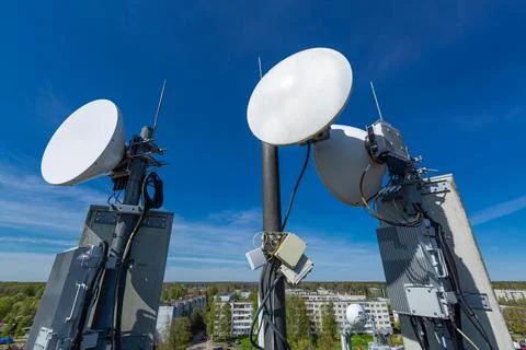 Metal constructions for telecommunication data equipment , radio panel antennas Stock Photos