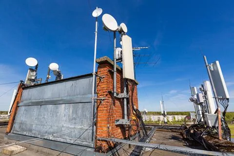 Metal constructions for telecommunication data equipment , radio panel antennas Stock Photos