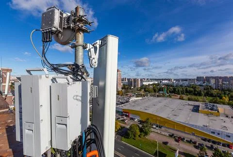 Metal constructions for telecommunication data equipment , radio panel antennas Stock Photos