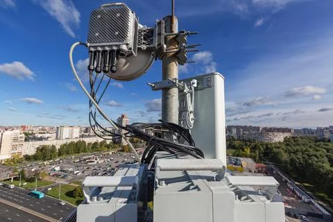 Metal constructions for telecommunication data equipment , radio panel antennas Stock Photos