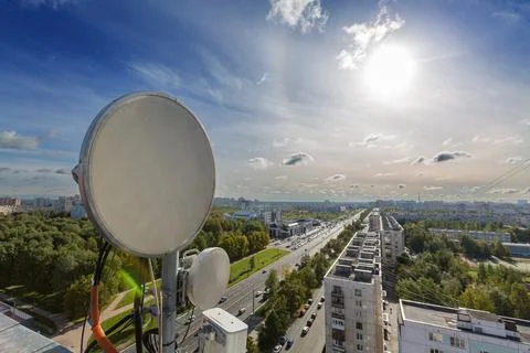 Metal constructions for telecommunication data equipment , radio panel antennas Stock Photos
