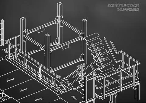 Metal constructions. Volumetric construction Stock Illustration