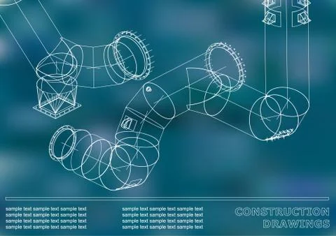 Metal constructions. Volumetric construction Illustrazione stock