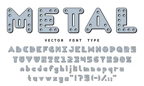 Metal constructor font, construction blocks type Stock Illustration