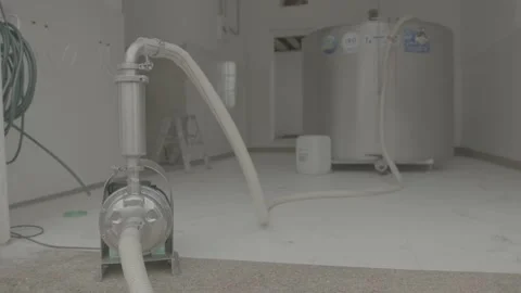 Metal container for processing cow's milk Stock Footage 222009641