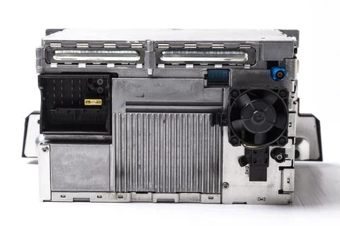 Metal control unit or compact computer on a white isolated Stock Photos