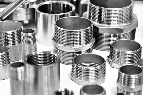 Metal couplings adapters with thread Stock Photos