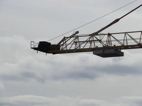 Metal crane tower for the construction of multi-storey buildings 스톡 사진