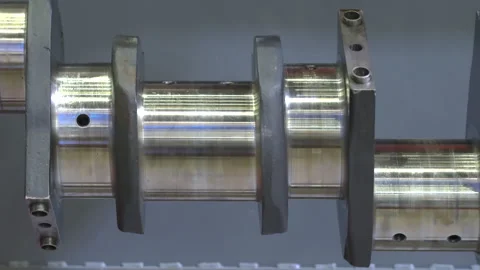 The metal crankshaft of the engine rotates during testing and servicing Video stock 296073510