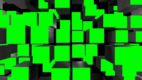 Metal Cube Asseble Green Screen Transitions Stock Footage 124649092