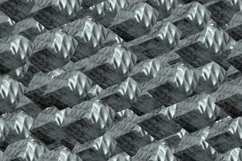 Metal Cubes Seamless Pattern, 3D Illustration Background Stock Illustration