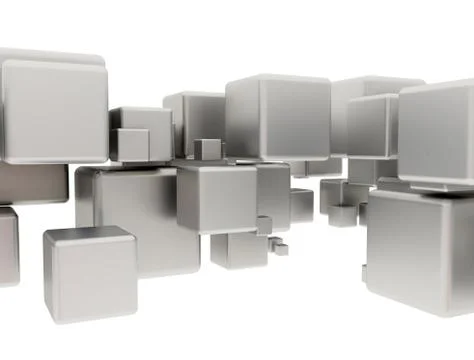 Metal cubes shape on white background Stock Illustration