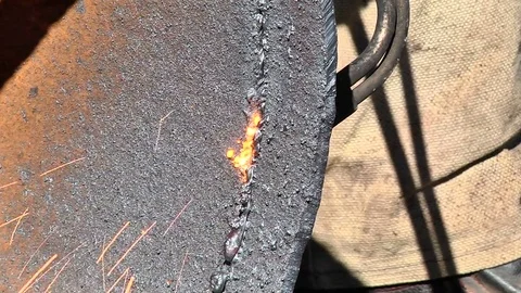 Metal cutting gas welding machine Stock Footage 74899151