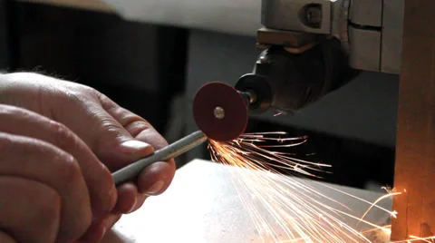 Metal cutting with grinder Stock Footage 37343314