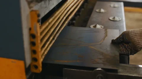 Metal cutting machine in action Stock Footage 58064674