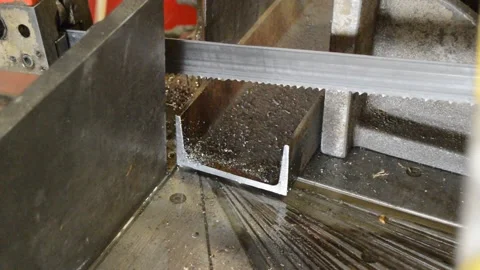 Metal cutting machine, automatic saw, cuts metal pieces without difficulty Stock Footage 153370140