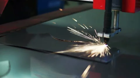 Metal Cutting Machine cuts shiny tin Stock Footage 69055037
