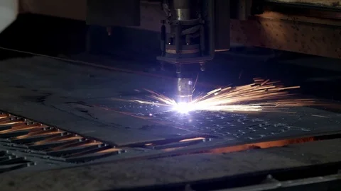 Metal cutting machine. Production area Stock Footage 120052660