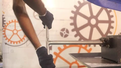 Metal Cutting New Process. Electric Technology. Hands working with metal. Hands  Stock Footage 249859990
