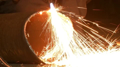 Metal cutting by welding machine Stock Footage 115018476