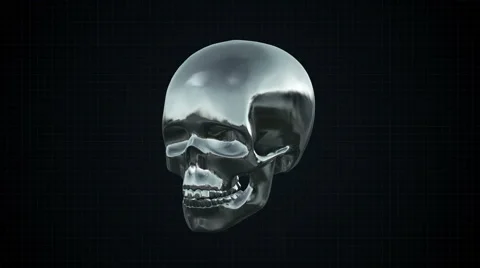 Metal Cyber Human skull Silver Loopable. Alpha matte 스톡 동영상 45674591
