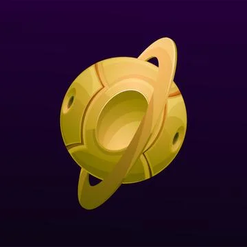 Metal cyber planet with ring vector GUI Icon Stock Illustration