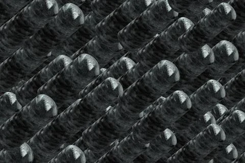 Metal Cylinders Seamless Pattern, 3D Illustration Background Stock Illustration